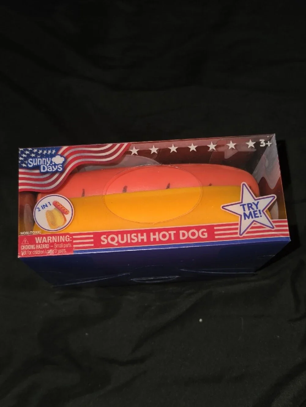 Sunny Days Squish Hot Dog Toy in Yellow & Red